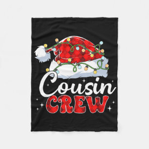 Cousin Crew Santa Hat Xmas Lights Merry Christmas  Fleece Blanket
