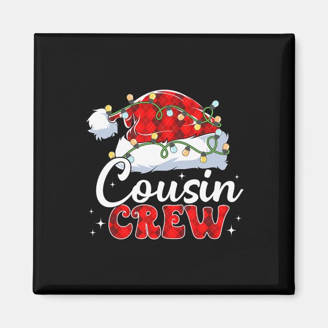 Cousin Crew Santa Hat Xmas Lights Merry Christmas  Magnet (Front)