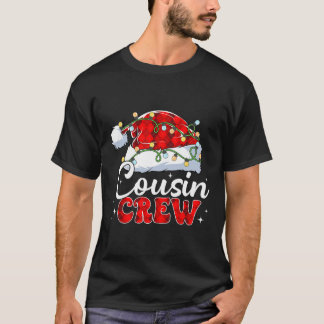 Cousin Crew Santa Hat Xmas Lights Merry Christmas  T-Shirt