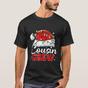 Cousin Crew Santa Hat Xmas Lights Merry Christmas T-Shirt