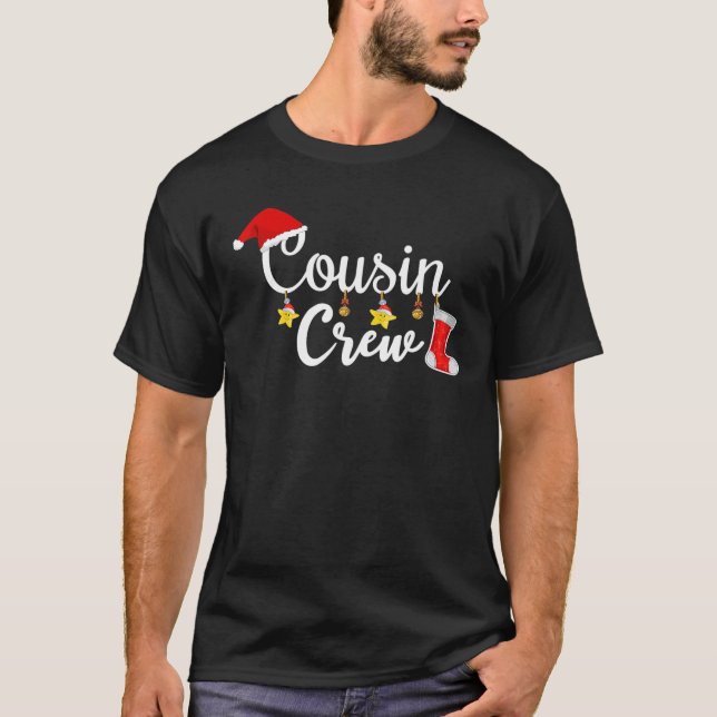 Cousin Crew Santa Red Plaid Xmas Funny Christmas P T-Shirt (Front)