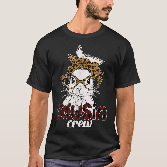 Cousin Crew Squad Bunny Leopard Rabbit Face Cute E T-Shirt (Front)