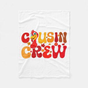 Cousin Crew Squad Thanksgiving Turkey Cute Family Fleece Blanket