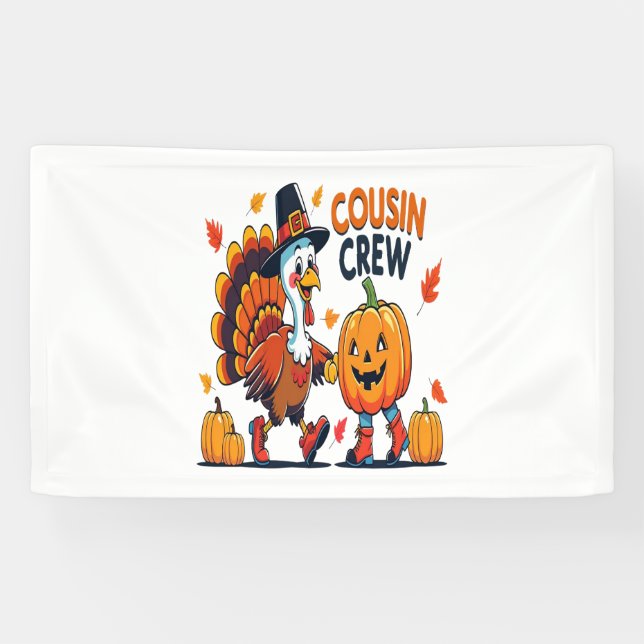 Cousin Crew Thanksgiving Pumpkin Banner (Horizontal)