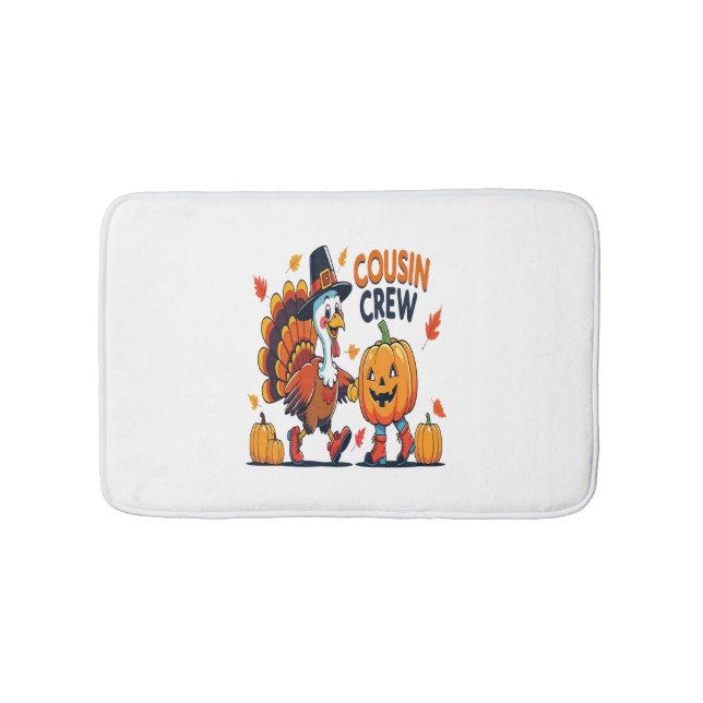 Cousin Crew Thanksgiving Pumpkin Bath Mat (Front)