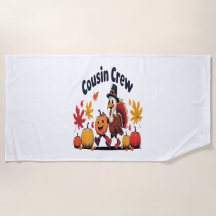 Cousin Crew Thanksgiving Pumpkin Beach Towel