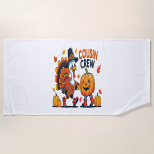 Cousin Crew Thanksgiving Pumpkin Beach Towel