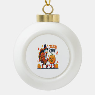 Cousin Crew Thanksgiving Pumpkin Ceramic Ball Christmas Ornament