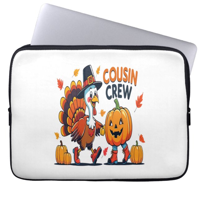 Cousin Crew Thanksgiving Pumpkin Laptop Sleeve (Front)