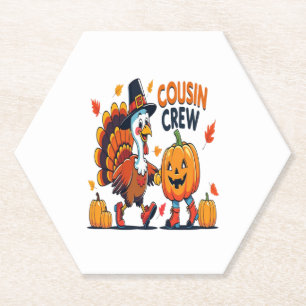 Cousin Crew Thanksgiving Pumpkin Paper Coaster