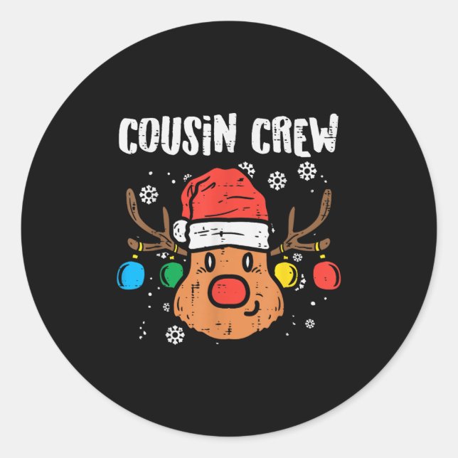 Cousin Crew Xmas Pjs Matching Christmas Pyjamas Fo Classic Round Sticker (Front)
