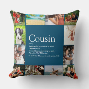 Cousin Definition Saying Photo Collage Large Cushion