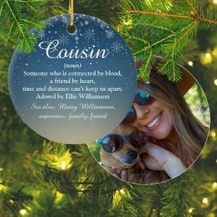Cousin Definition Script Photo Christmas Ceramic Ornament
