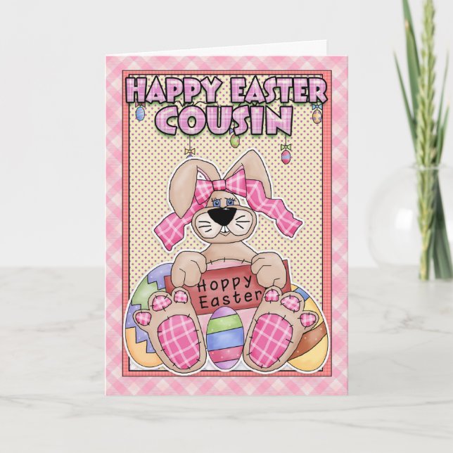 Cousin Easter Card - Easter Bunny & Easter Eggs (Front)