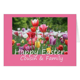 Cousin & Family Happy Easter Tulip card