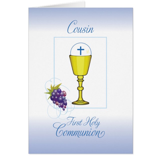 Cousin First Communion, Chalice with Host & Grapes (Front)