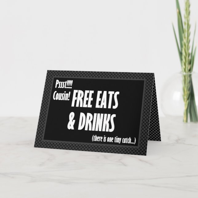 COUSIN Funny Usher Invitation Free Food (Front)