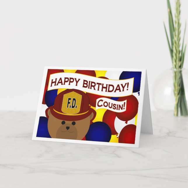 Cousin - Happy Birthday Firefighter Hero! Card (Front)