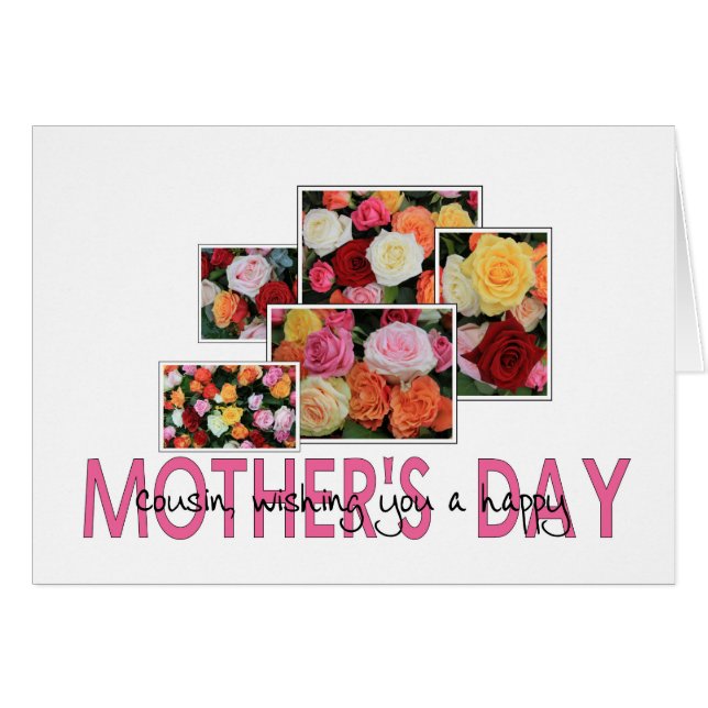 Cousin Happy Mother's Day rose card (Front Horizontal)