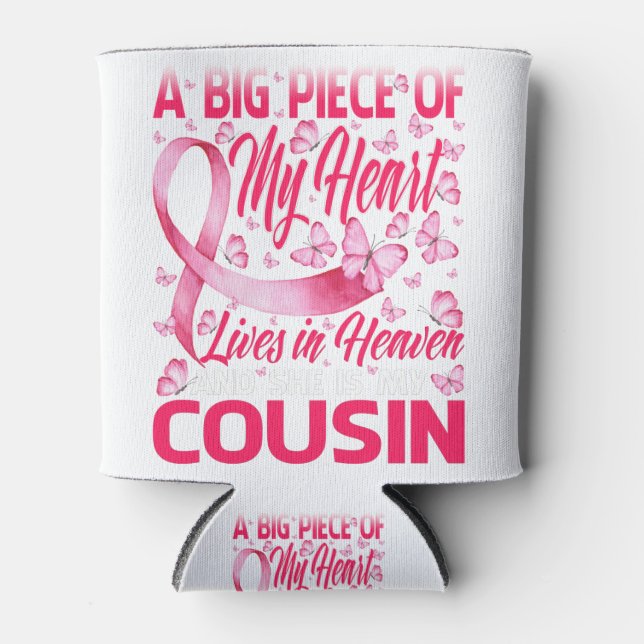 Cousin In Heaven Butterfly Awesome Breast Cancer Can Cooler (Front)
