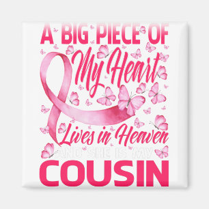Cousin In Heaven Butterfly Awesome Breast Cancer Magnet