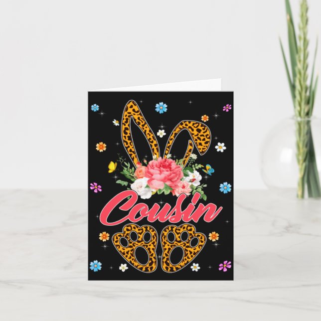 Cousin Leopard Bunny Matching Family Design Card (Front)