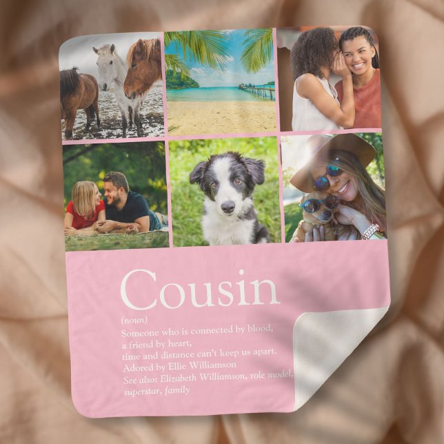 Cousin Modern Girly Pink Photo Collage Fun Sherpa Blanket (Cousin Modern Girly Pink Photo Collage Fun Sherpa Blanket)