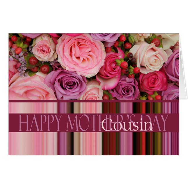 Cousin Mother's Day rose card (Front Horizontal)