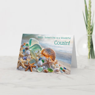Cousin Mothers Day with Ocean Sea Glass  Card