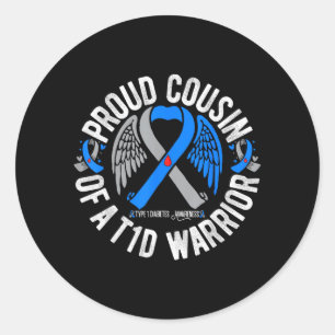 Cousin Of A T1d Warrior Type 1 Diabetes Awareness Classic Round Sticker
