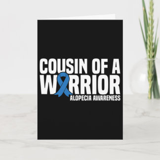 Cousin Of A Warrior Blue Ribbon Alopecia Awareness Card