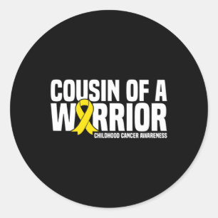 Cousin of a Warrior Childhood Cancer Awareness 1 Classic Round Sticker