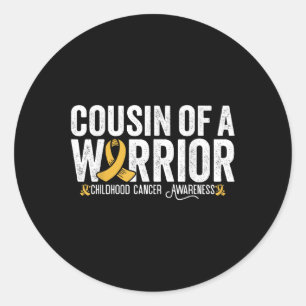 Cousin Of A Warrior Childhood Cancer Awareness Classic Round Sticker