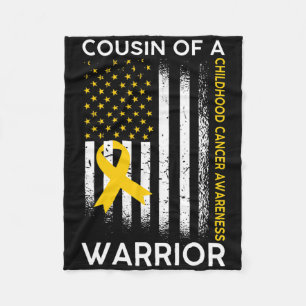 Cousin Of A Warrior Childhood Cancer Awareness Fla Fleece Blanket