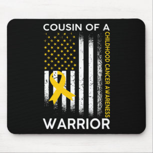 Cousin Of A Warrior Childhood Cancer Awareness fla Mouse Pad