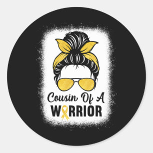 Cousin Of A Warrior Childhood Cancer Awareness Mes Classic Round Sticker