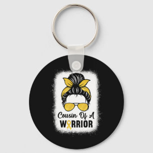 Cousin Of A Warrior Childhood Cancer Awareness Mes Key Ring