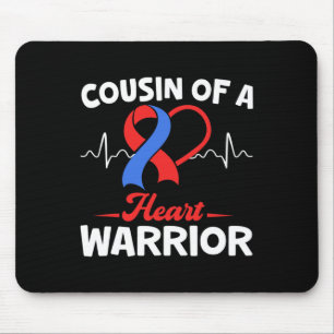 Cousin Of A Warrior Heart Disease Awareness Ribbon Mouse Pad