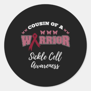 Cousin Of A Warrior Sickle Cell Awareness 1 Classic Round Sticker
