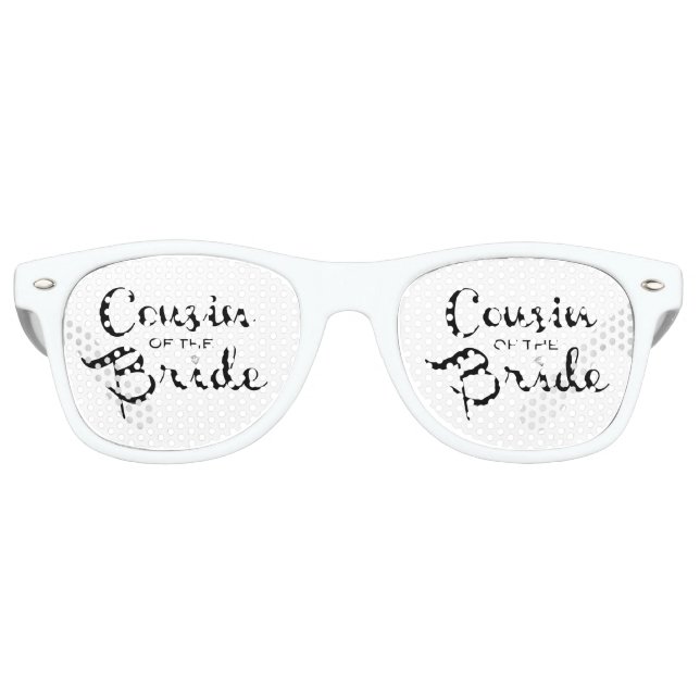 Cousin of Bride Black on White Retro Sunglasses (Front)