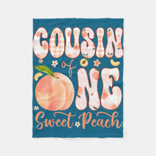Cousin of one sweet peach 1st birthday girl party fleece blanket
