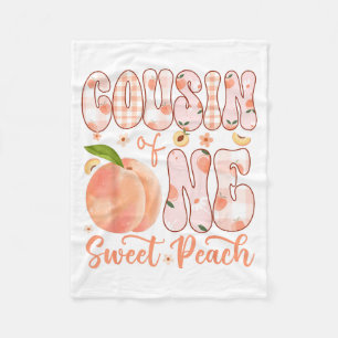 Cousin of One Sweet Peach 1st Birthday Girl Party Fleece Blanket
