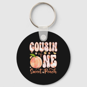 Cousin of one sweet peach 1st birthday girl party  key ring