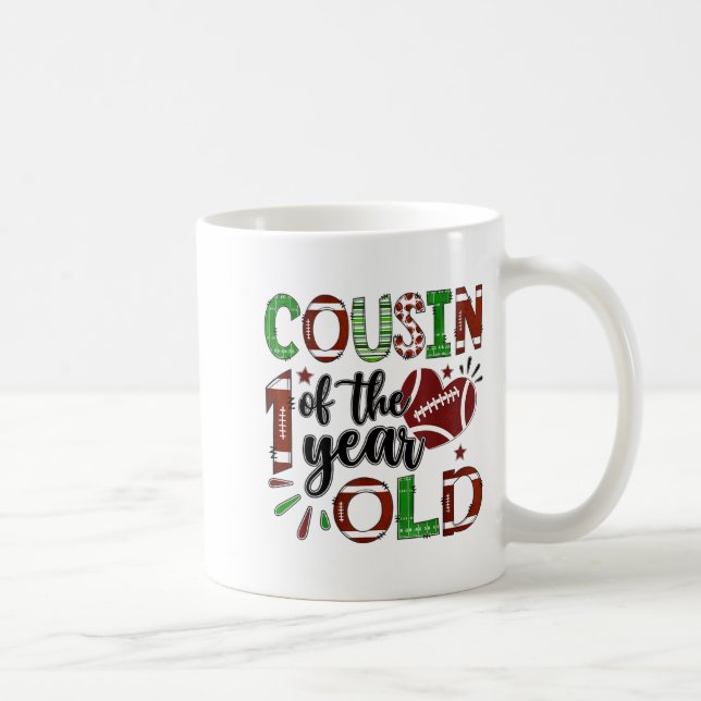 Cousin Of The 1 Year Old Football 1st Birthday Boy Coffee Mug (Right)