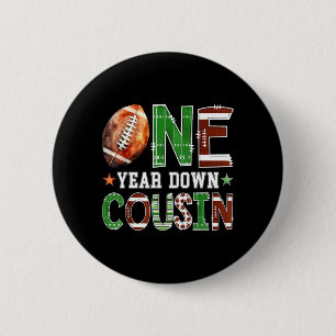 Cousin of The 1st Birthday Boy Football Touchdown 6 Cm Round Badge