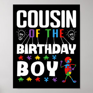 Cousin Of The Birthday Boy Autism Awareness Puzzle Poster