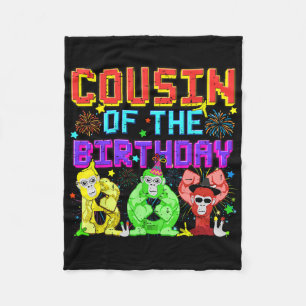 Cousin Of The Birthday Boy Gorilla Game Cute Famil Fleece Blanket