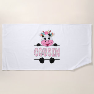 Cousin Of The Birthday Girl Cow Family Party _1 Beach Towel