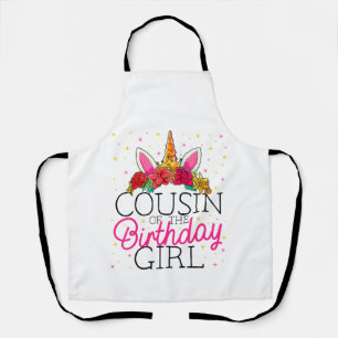 Cousin of the Birthday Girl Unicorn Birthday T-Shi Apron