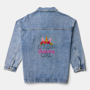 Cousin of the Birthday Girl Unicorn Birthday T-Shi Denim Jacket